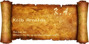 Kolb Arnolda névjegykártya
